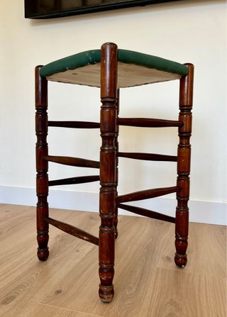 Pareja de taburetes rústicos madera y tela