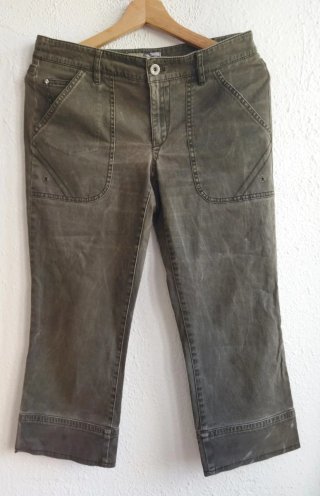 Pantalón capri jean mujer verde oliva