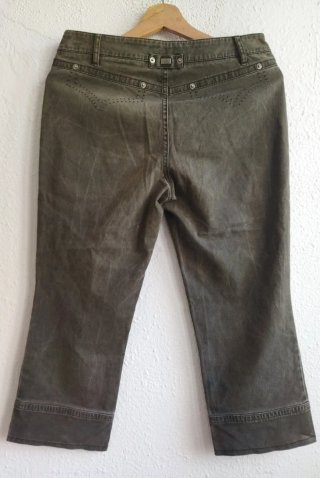 Pantalón capri jean mujer verde oliva