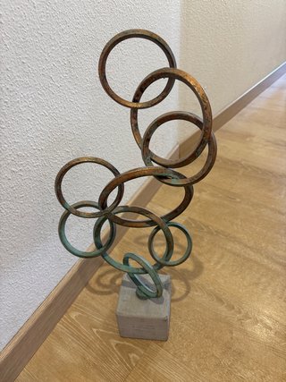 Escultura Decorativa Metal y Piedra