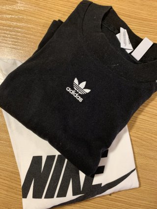 Camiseta Nike Talla S Algodón Blanca NegraY ADIDAS