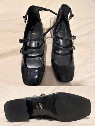 Sandalias Zara tacón negras talla 37