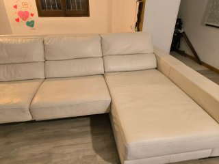 Sofá Cheslong Piel Blanco