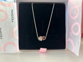 Collar Pandora Corazones Halo Plata