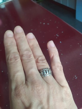Plata Vintage anillo Diseño Rayas