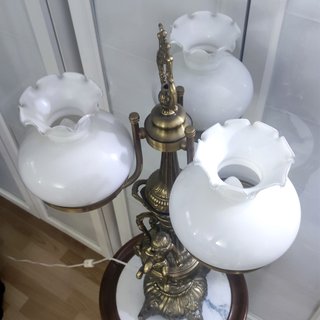 Lámpara Bronce Vintage más Mesa Velador de Mármol