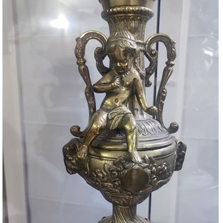 Lámpara Bronce Vintage más Mesa Velador de Mármol