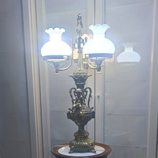Lámpara Bronce Vintage más Mesa Velador de Mármol