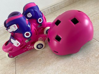 Patines Oxelo Rosa Talla 26-28 Y Casco