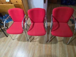 Set di 3 Sedie Rosse con Gambe in Metallo