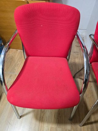 Set di 3 Sedie Rosse con Gambe in Metallo