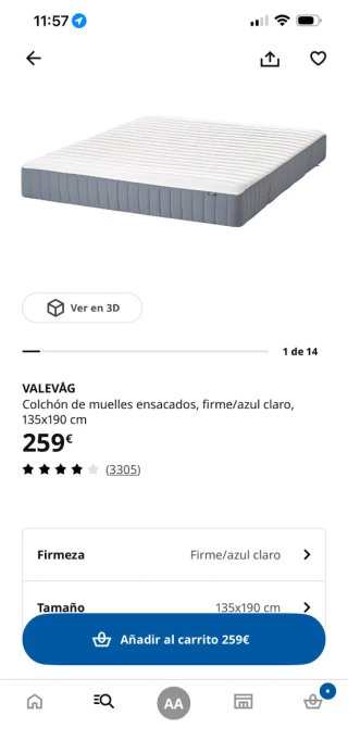 Colchón Ikea Hovag/Valevag 135x190