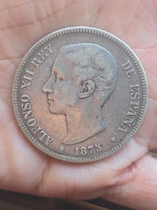 Moneda 5 Pesetas Alfonso XII 1875 Plata