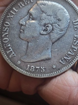 Moneda 5 Pesetas Alfonso XII 1875 Plata