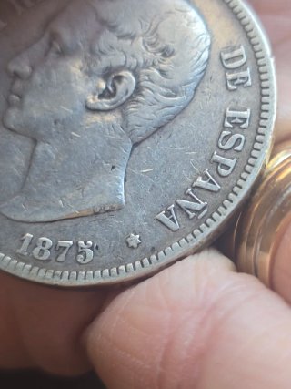 Moneda 5 Pesetas Alfonso XII 1875 Plata