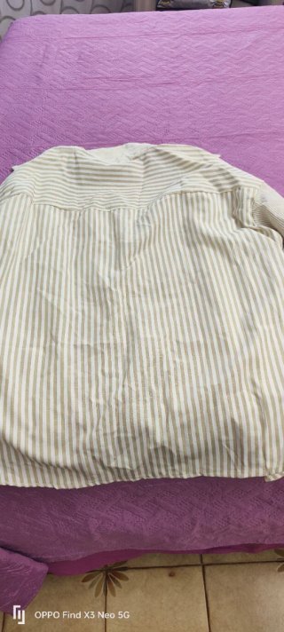 Camicetta donna a righe beige e bianche