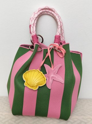 Bolso de verano rayas verde y rosa