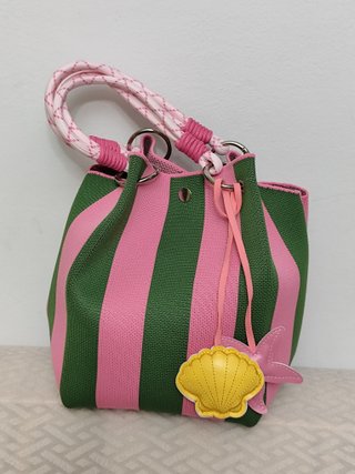 Bolso de verano rayas verde y rosa