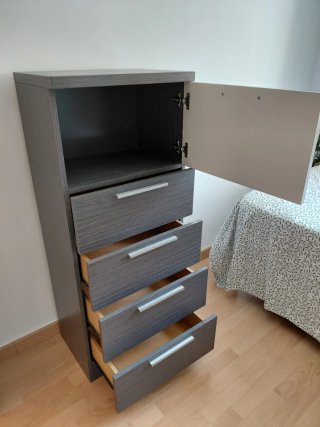 Cómoda Cajonera Gris y Blanca