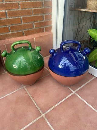 Botijos antiguos decorativos barro y esmalte