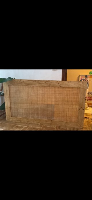 Cabecero artesanal Madera y Rafia Cama 135 / 105cm