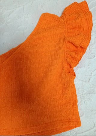 Top Shein Naranja Hombro Descubierto