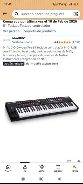M-Audio Oxygen Pro 61 Teclado Controlador