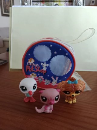 Littlest PetShop 3 figuras + bolso
