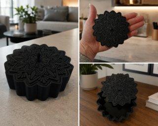 Caixa de bijuteria preta com mandala