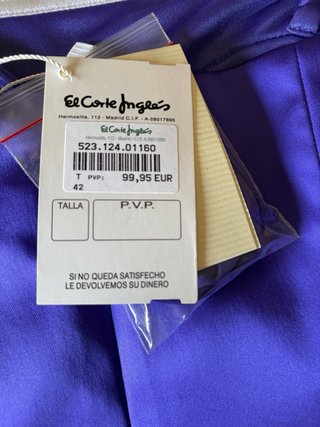 Vestido fiesta morado talla 42 con etiqueta