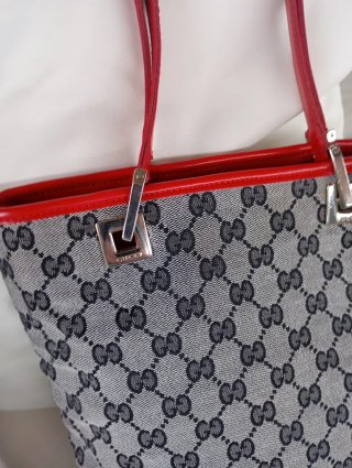 Borsa Gucci monogram grigia e rossa