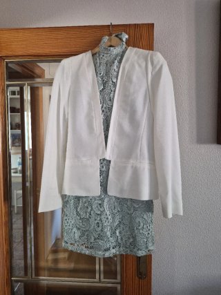 Vestido guipur verde agua/plata Talla M