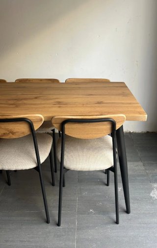 Juego de 6 sillas de comedor madera y metal