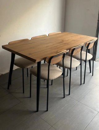 Juego de 6 sillas de comedor madera y metal