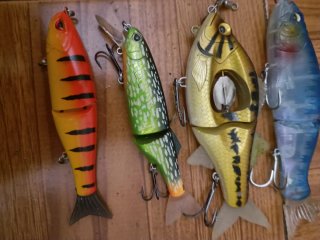 Pack 5 señuelos pesca swimbait articulados