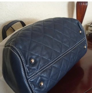 Bolso piel beige y azul marino nuevo impecable.