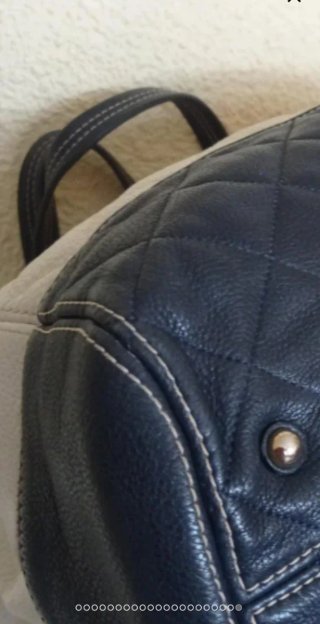 Bolso piel beige y azul marino nuevo impecable.
