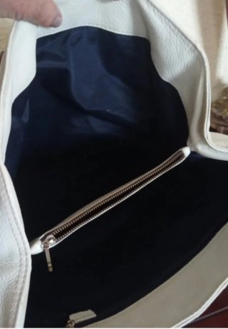 Bolso piel beige y azul marino nuevo impecable.