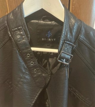 Cazadora Biker Mujer Negro Cuero Sintético