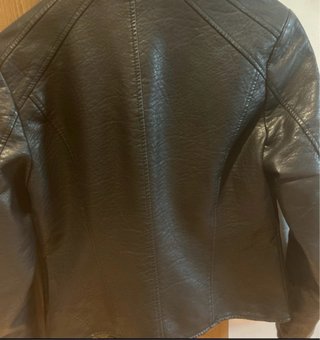 Cazadora Biker Mujer Negro Cuero Sintético