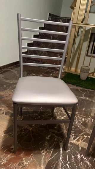 Sillas metálicas cocina plateadas (2 unidades)
