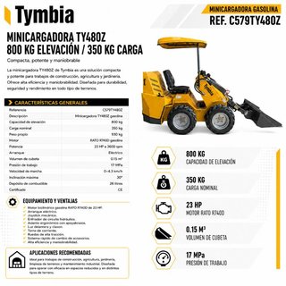 Minicargadora TY480Z Gasolina 350kg
