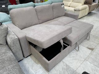 Sofá 3 Plazas Cama Extraíble + Arcón Beige.