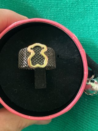 Anillo Tous Oso Negro y Dorado