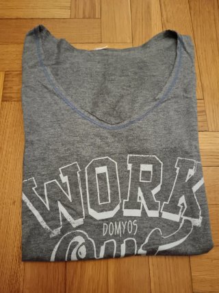 T-shirt Domyos cotone scollo V grigia