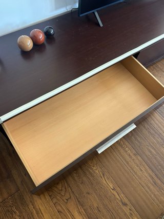 Mueble TV y mesa centro comedor madera nogal