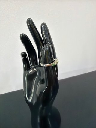 Anillo Oro Blanco 18k con Piedras de colores