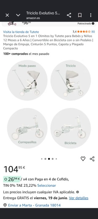 Triciclo Olmitos Plegable con Capota