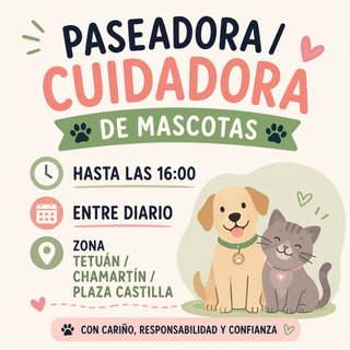 Passeggiatrice/badante di animali (nord di Madrid)