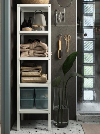 Estantería baño IKEA MUSKAN blanca 37x140cm